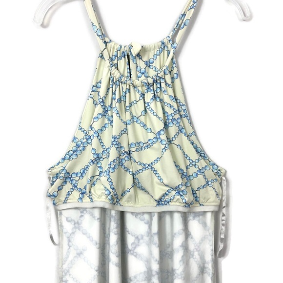 J. McLaughlin Maria Blue Beaded Link Halter Dress Women’s Size Large below knee - Picture 6 of 10